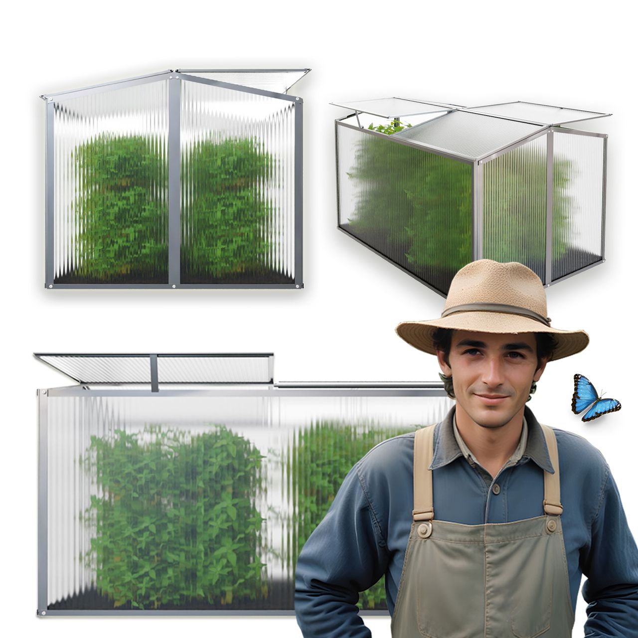 Garmio Frühbeet Mini Gewächshaus Protea Dachfenster, UV-Schutz, Alu Frühbeet, Mini-Gewächshaus