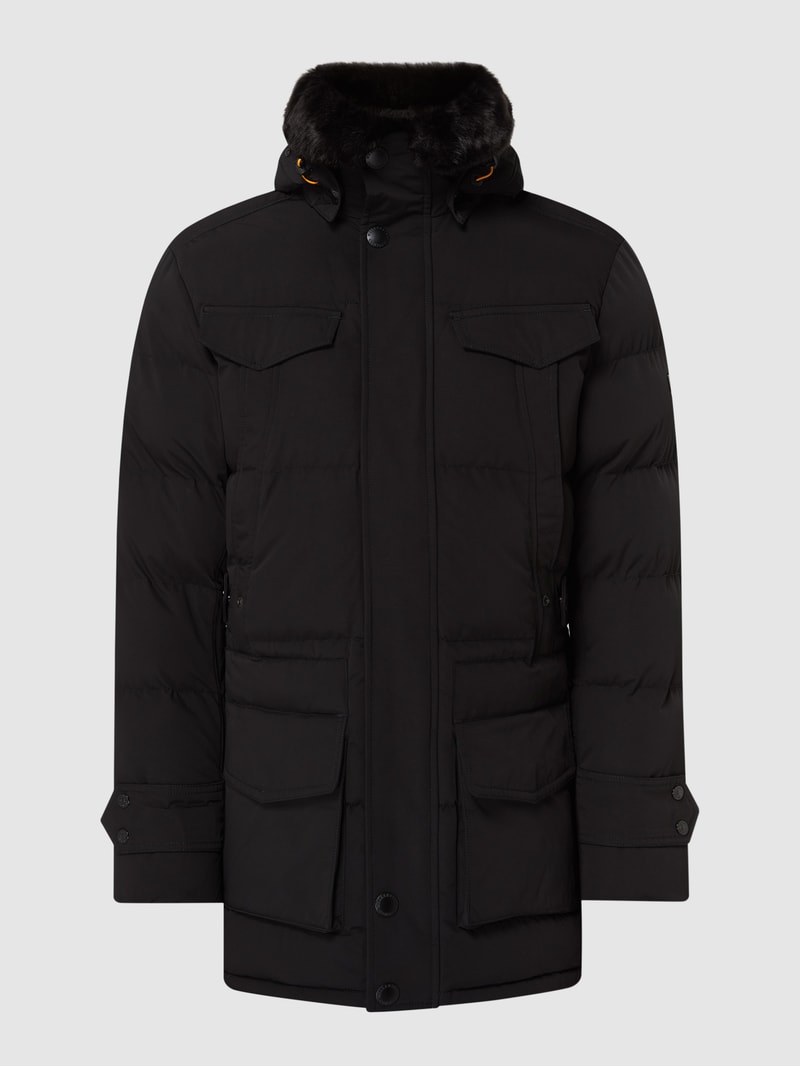 Steppjacke mit Label-Patch in schwarz