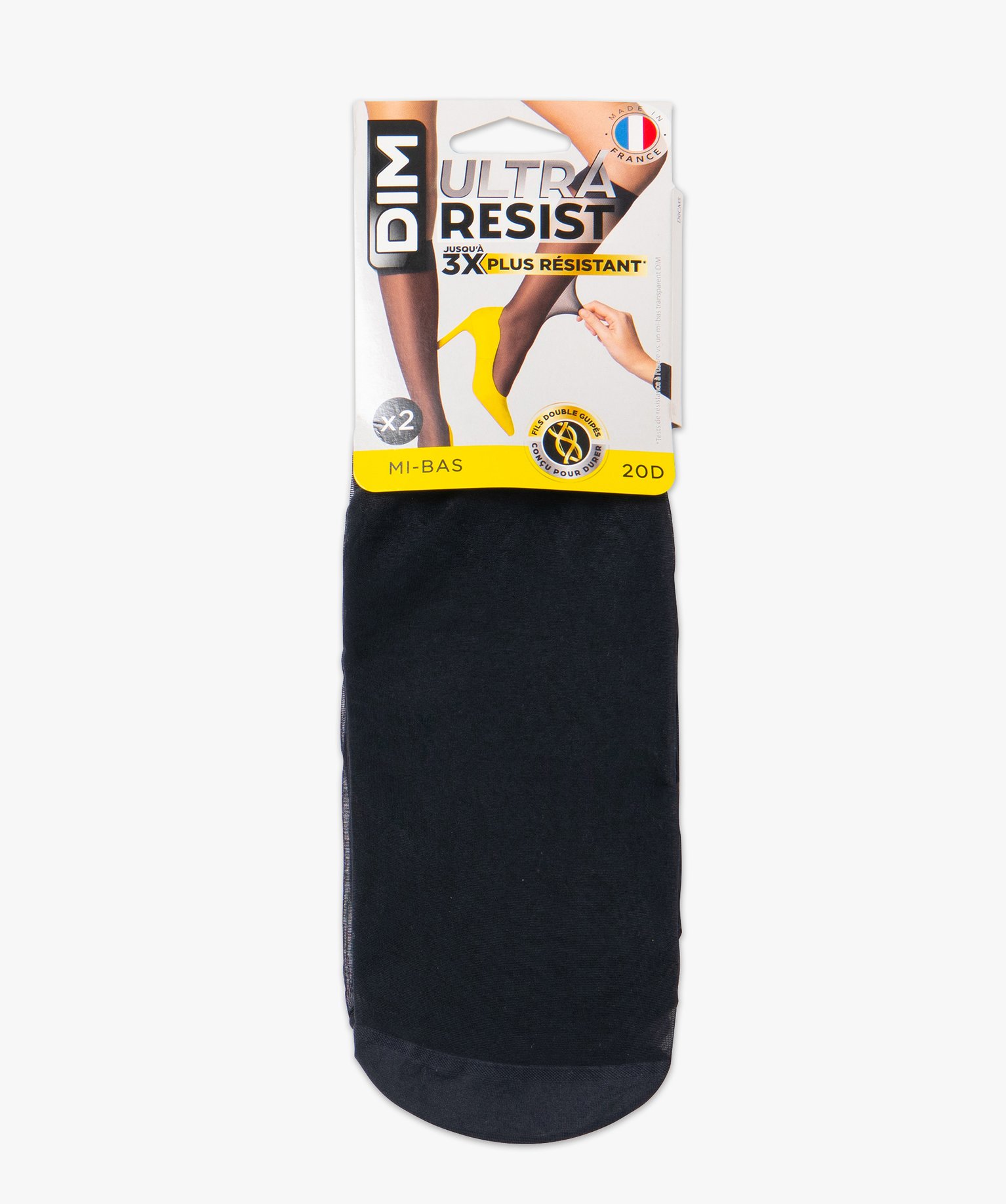 Mi-bas femme transparents Ultra Resist (lot de 2) - Dim noir | GEMO