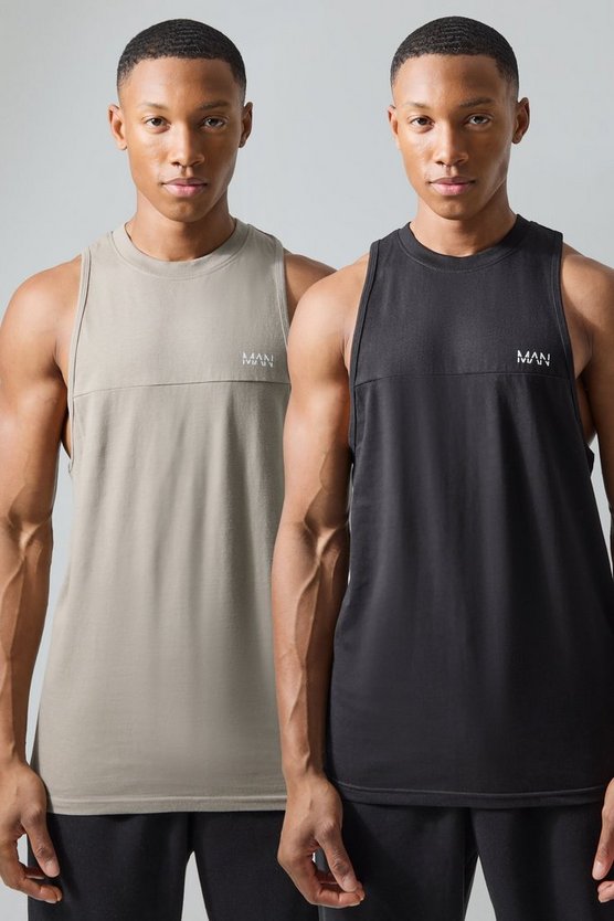 Man Active Gym Racer Tank 2 Pack