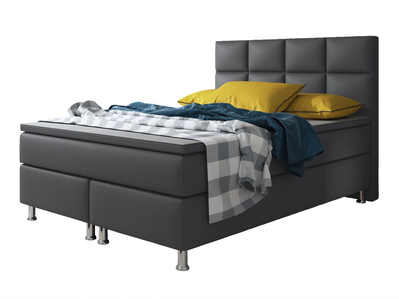 IHG Boxspringbett Miami 140x200 cm Kunstleder Anthrazit
