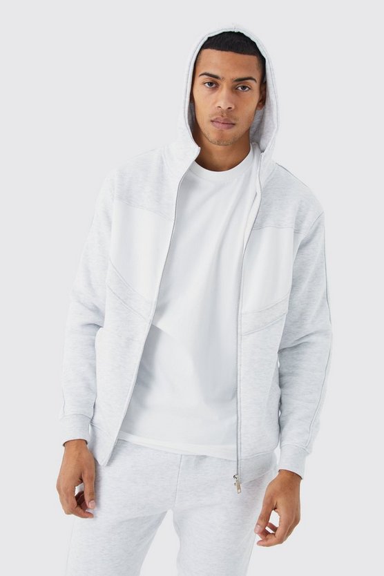 Slim-Fit Colorblock Trainingsanzug mit Trichterkragen und Kapuze