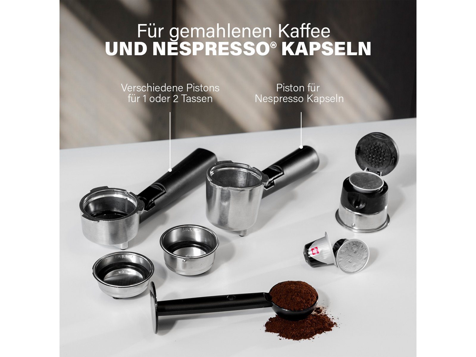 PRINCESS Siebträgermaschine, italienische Kaffee & kleine Espresso-Maschine mit Milchaufschäumer