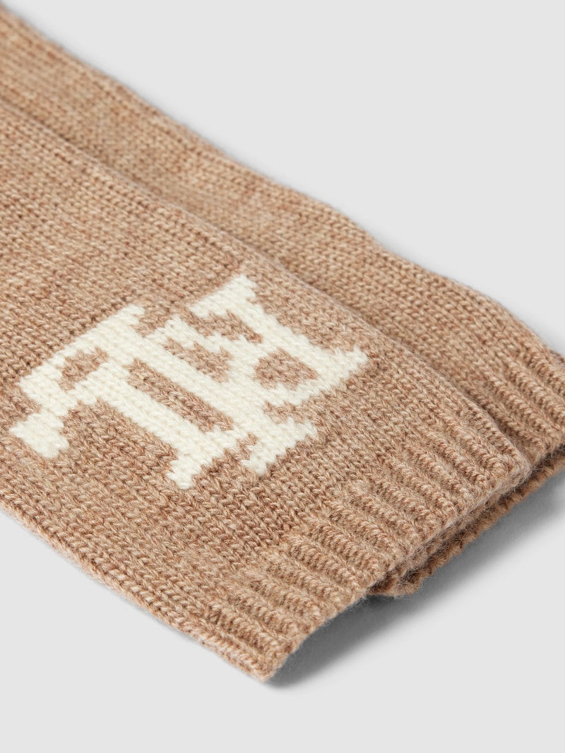 Handschuhe mit Label-Print in camel