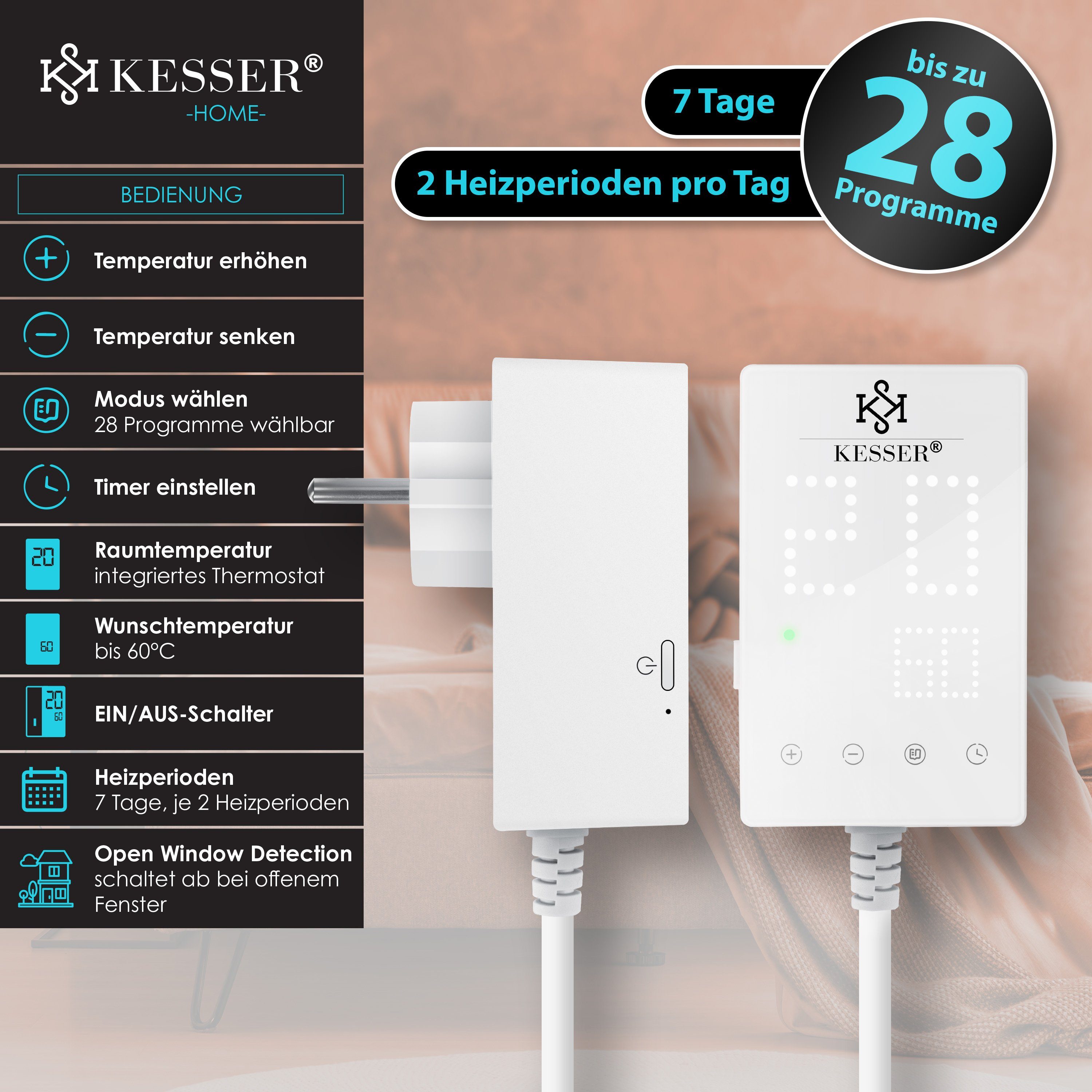 KESSER Infrarotheizung, Infrarotheizung mit Thermostat Infrarot Elektro Wand Heizung