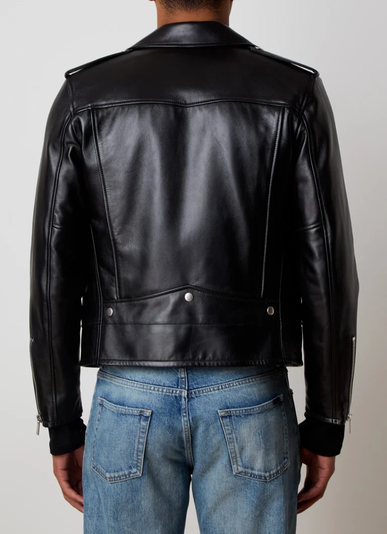 Saint Laurent lambskin biker jacket with zip pockets