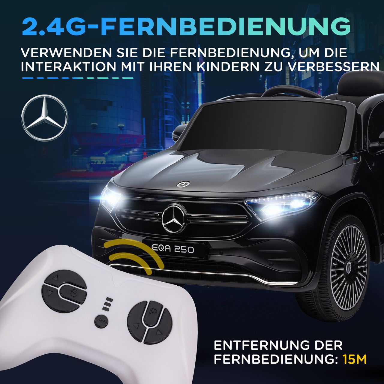 HOMCOM Kinder Elektrofahrzeuge Elektroauto mit Fernbedienung, Kinderauto mit MP3