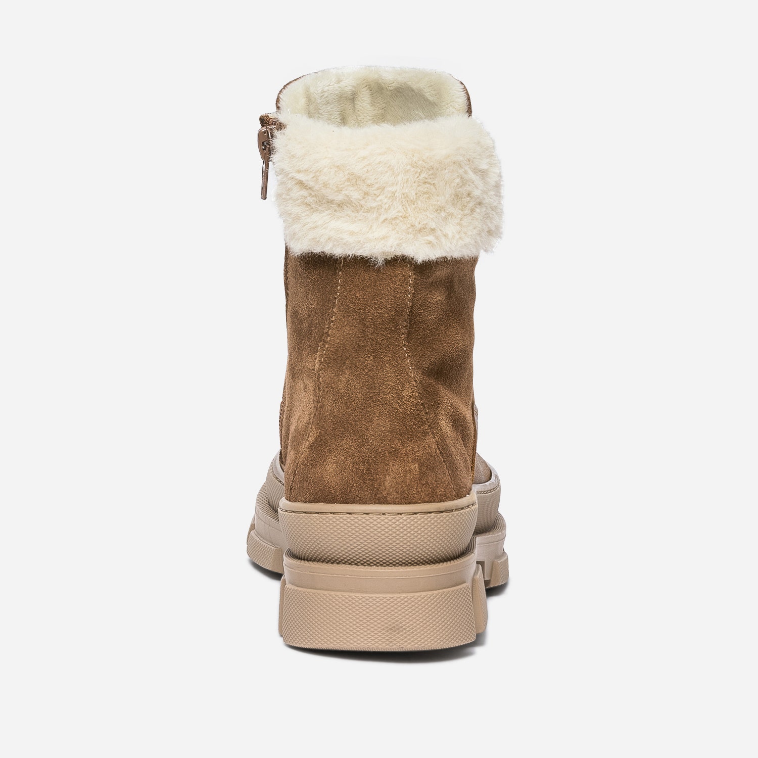 Boots marron en cuir et cuir velours fourré
