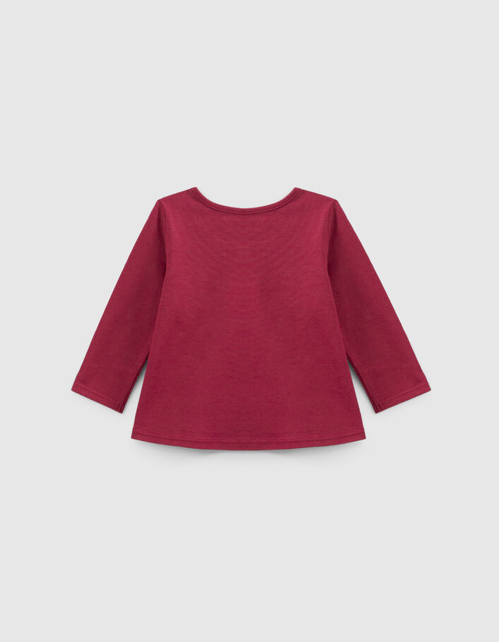 T-shirt bordeaux coton bio visuel pomme-coeur bébé fille