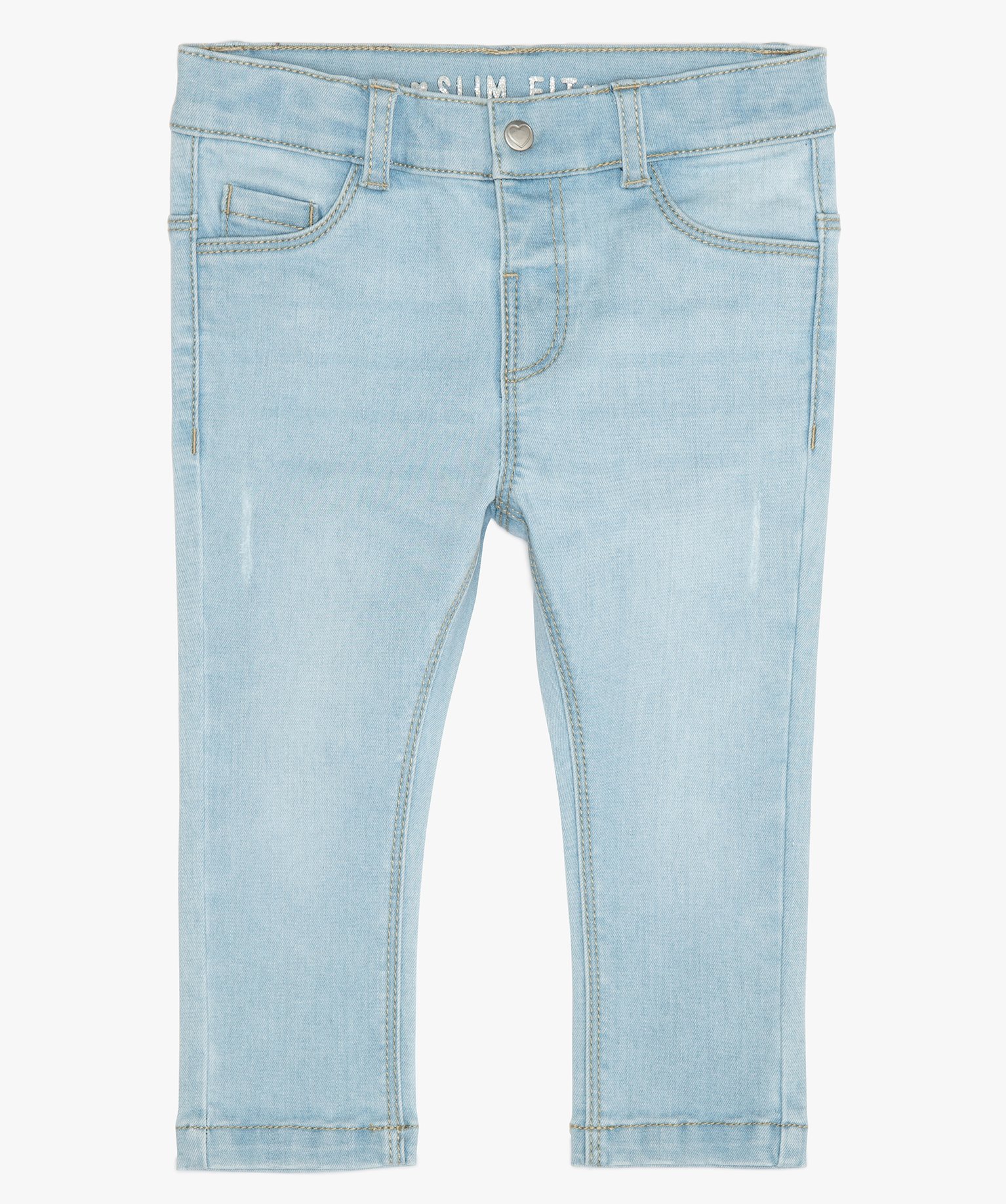 Jean bébé fille coupe slim composé de matières recyclées bleach | GEMO