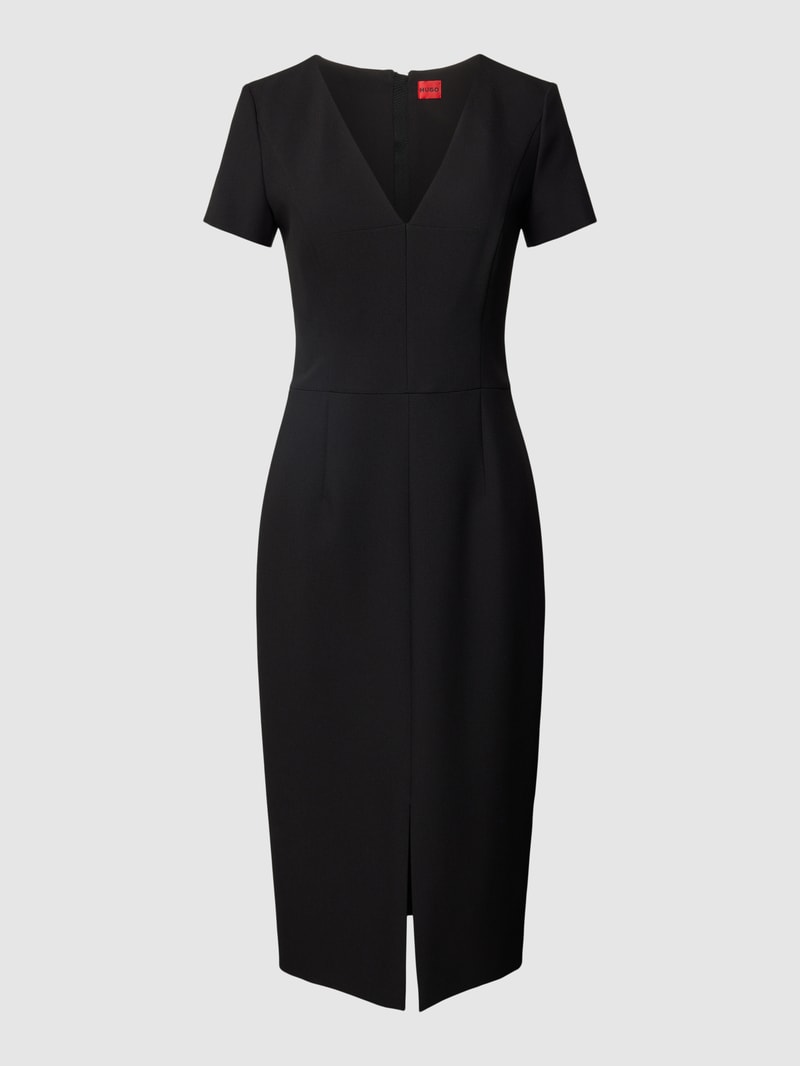 Midikleid mit V-Ausschnitt Modell 'Kalamara' in schwarz