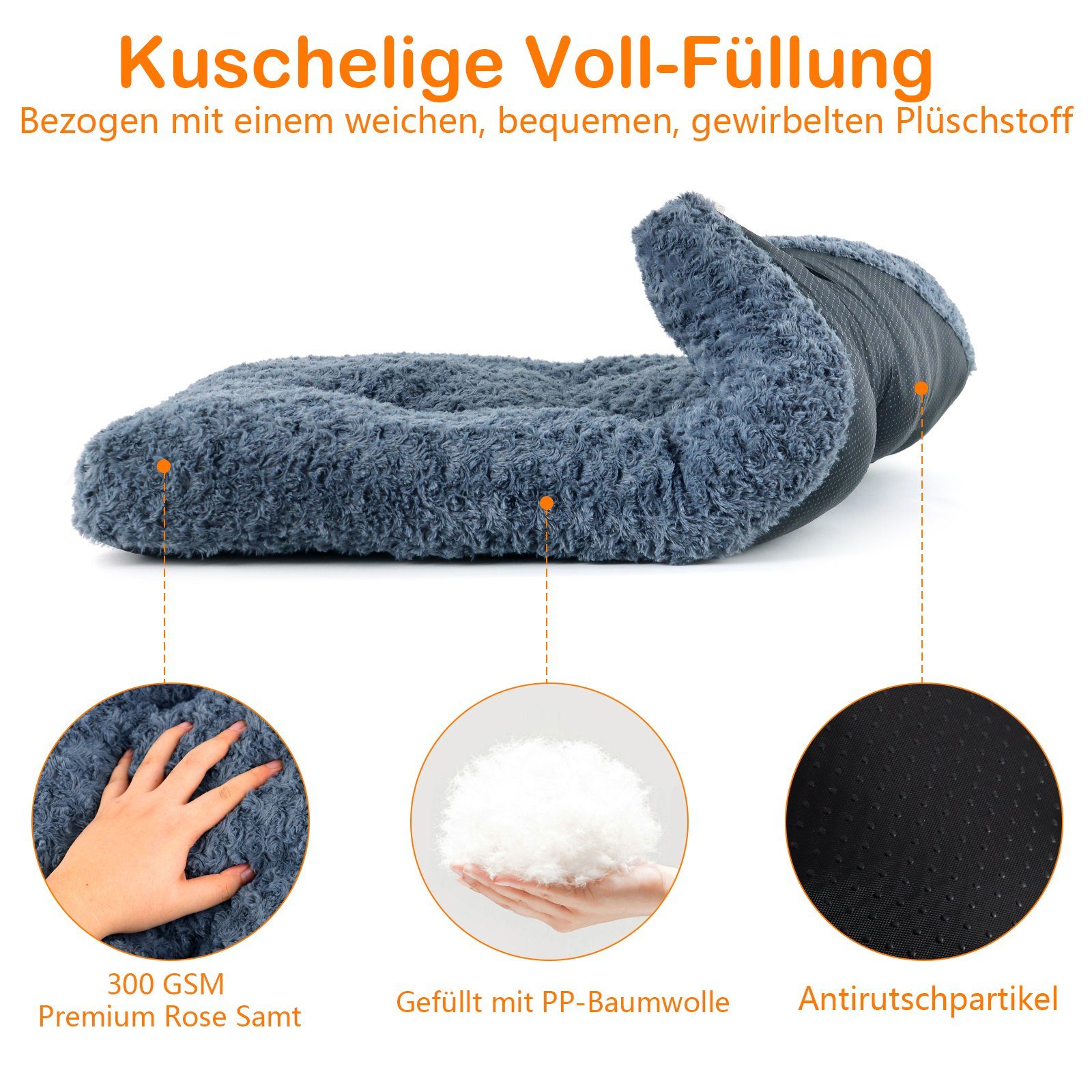 CALIYO Hundematte Hundebett Grosse Hunde Waschbar, Hundekissen flauschig, Hundematte, für große mittelgroße Hunde, Hundekorb Hundematratz Haustierbett