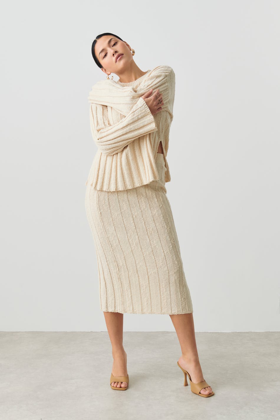 Cotton blend knit sweater
