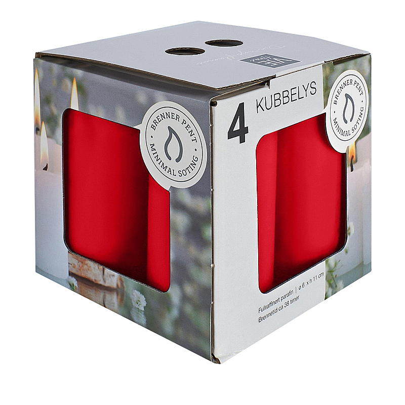Vie Home Kubbelys 4-pk 6x11 cm rød