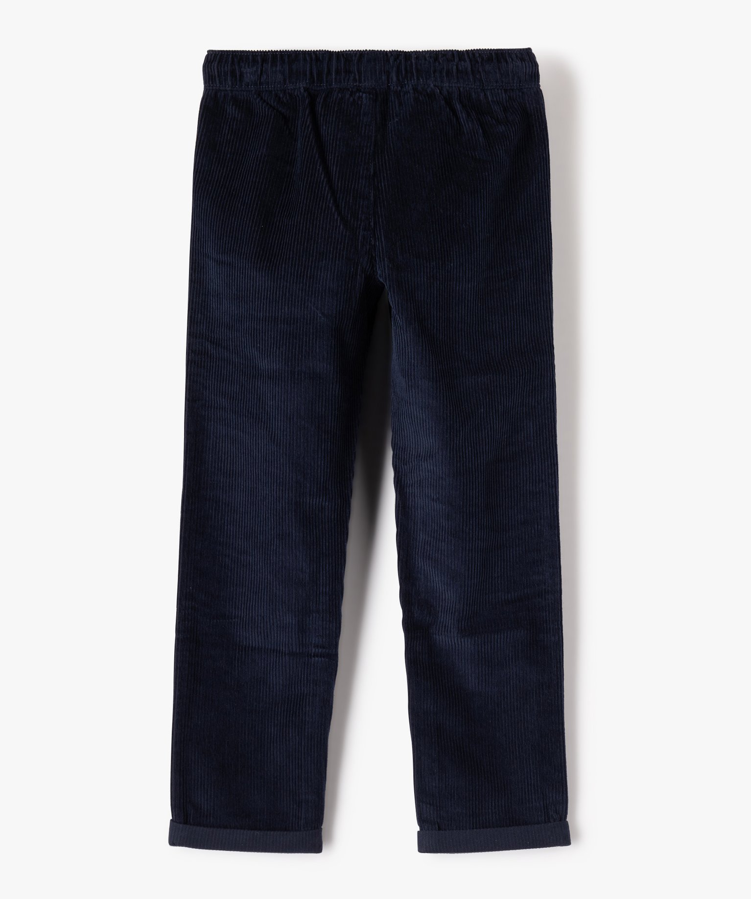 Pantalon Garçon en velours ctelé à taille élastiquée marine | GEMO