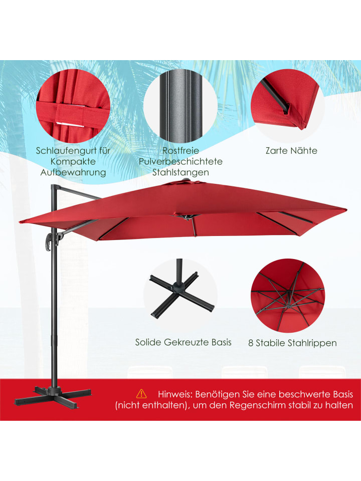 COSTWAY Sonnenschirm 300x300cm in Rot günstig kaufen onesize