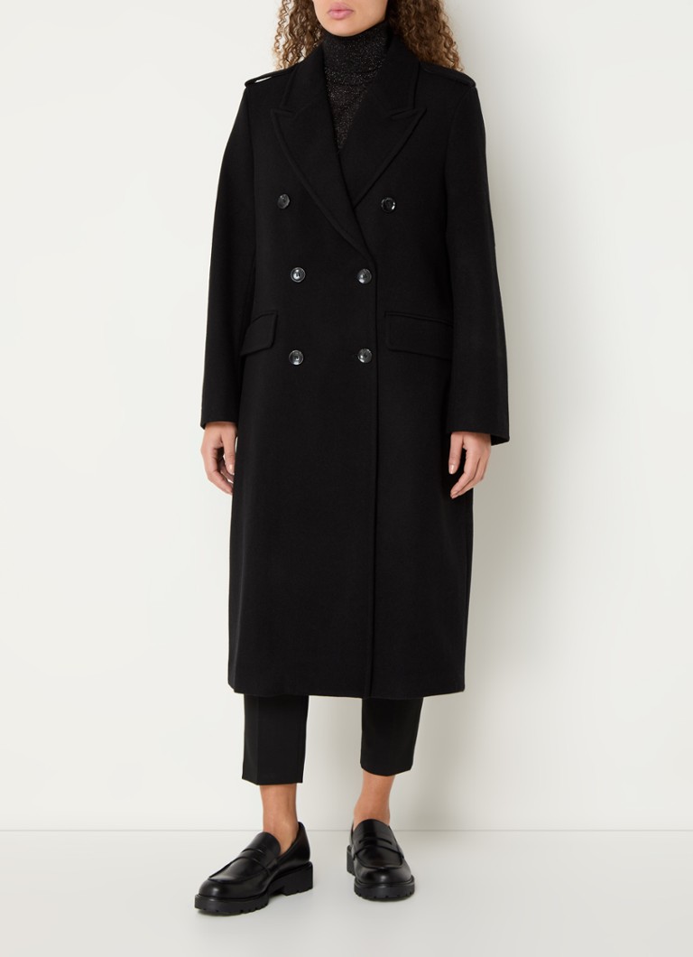 Benetton Double-breasted coat in wool blend with valve pockets