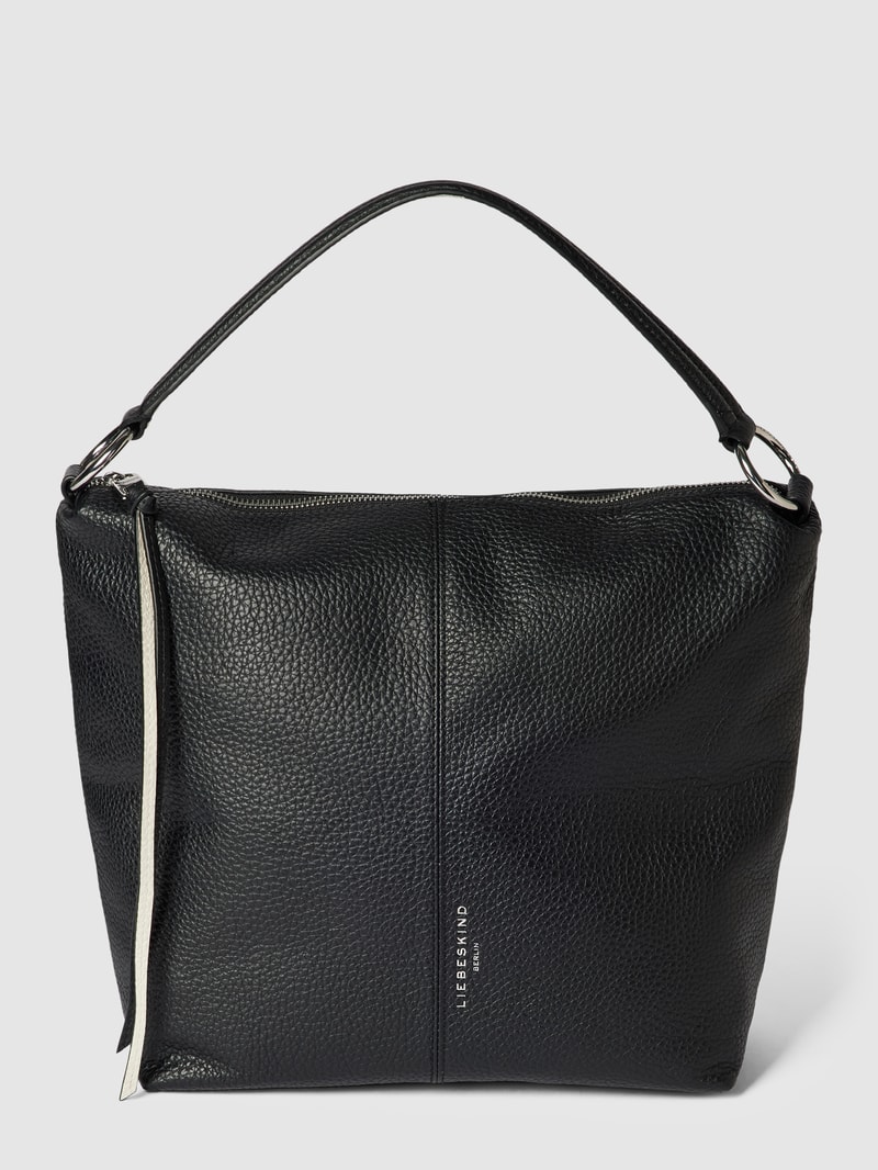 Hobo Bag mit Label-Detail Modell 'AISSA' in schwarz