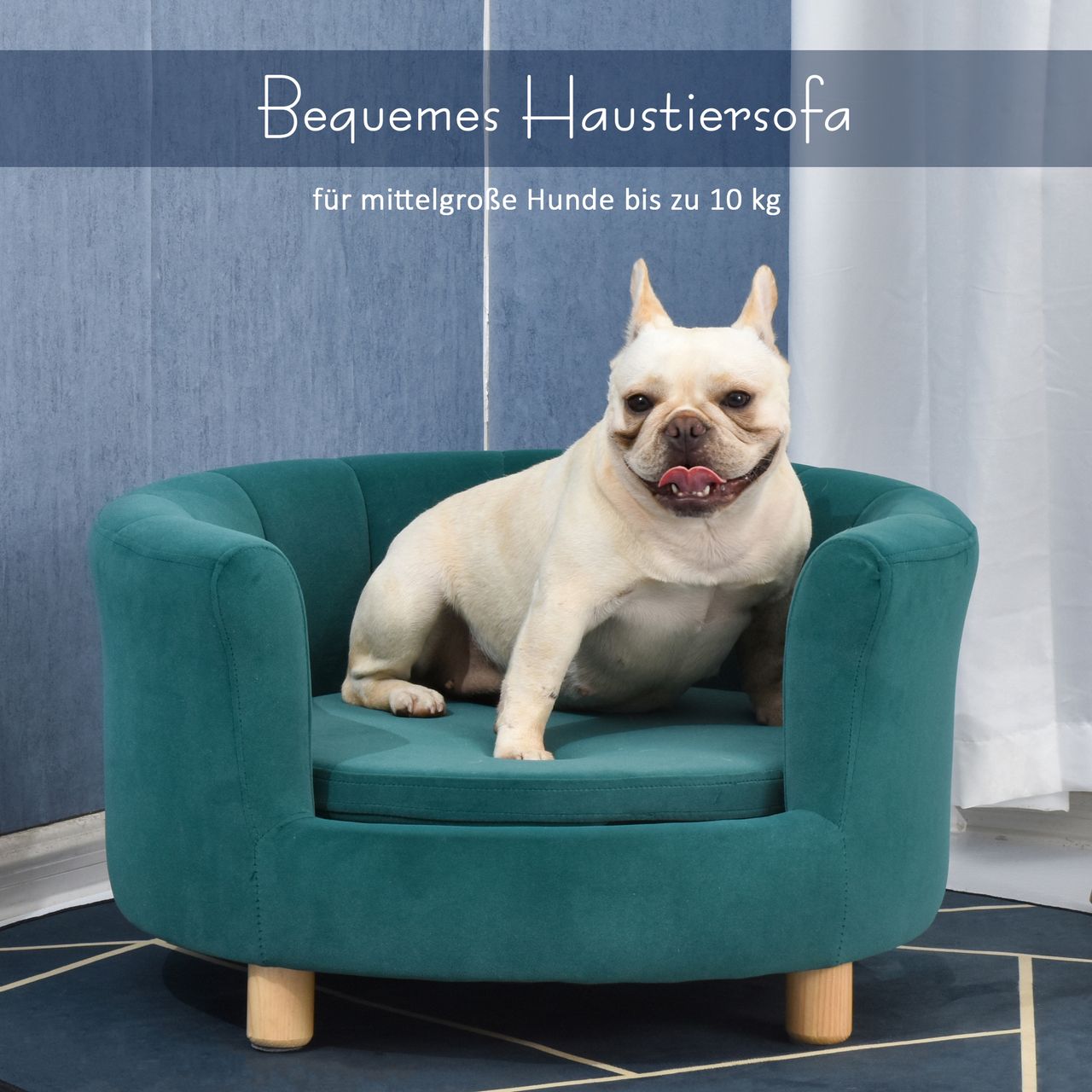 PawHut Hundesofa mit Weichem Bezug Rundes Hundebett Haustiersofa mit Holzbeinen