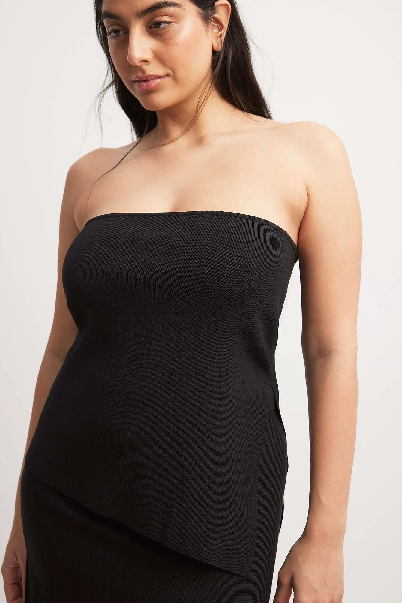 Knitted Slit Detail Tube Top