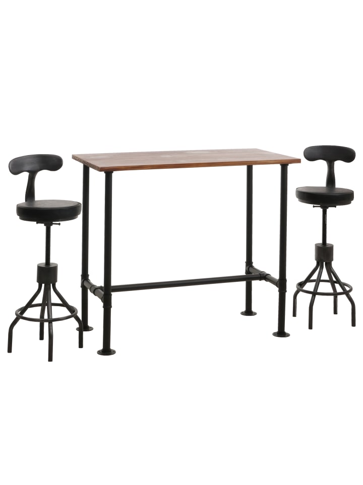 MCW Set Bartisch   2x Barhocker N21, Braun, schwarz günstig kaufen onesize