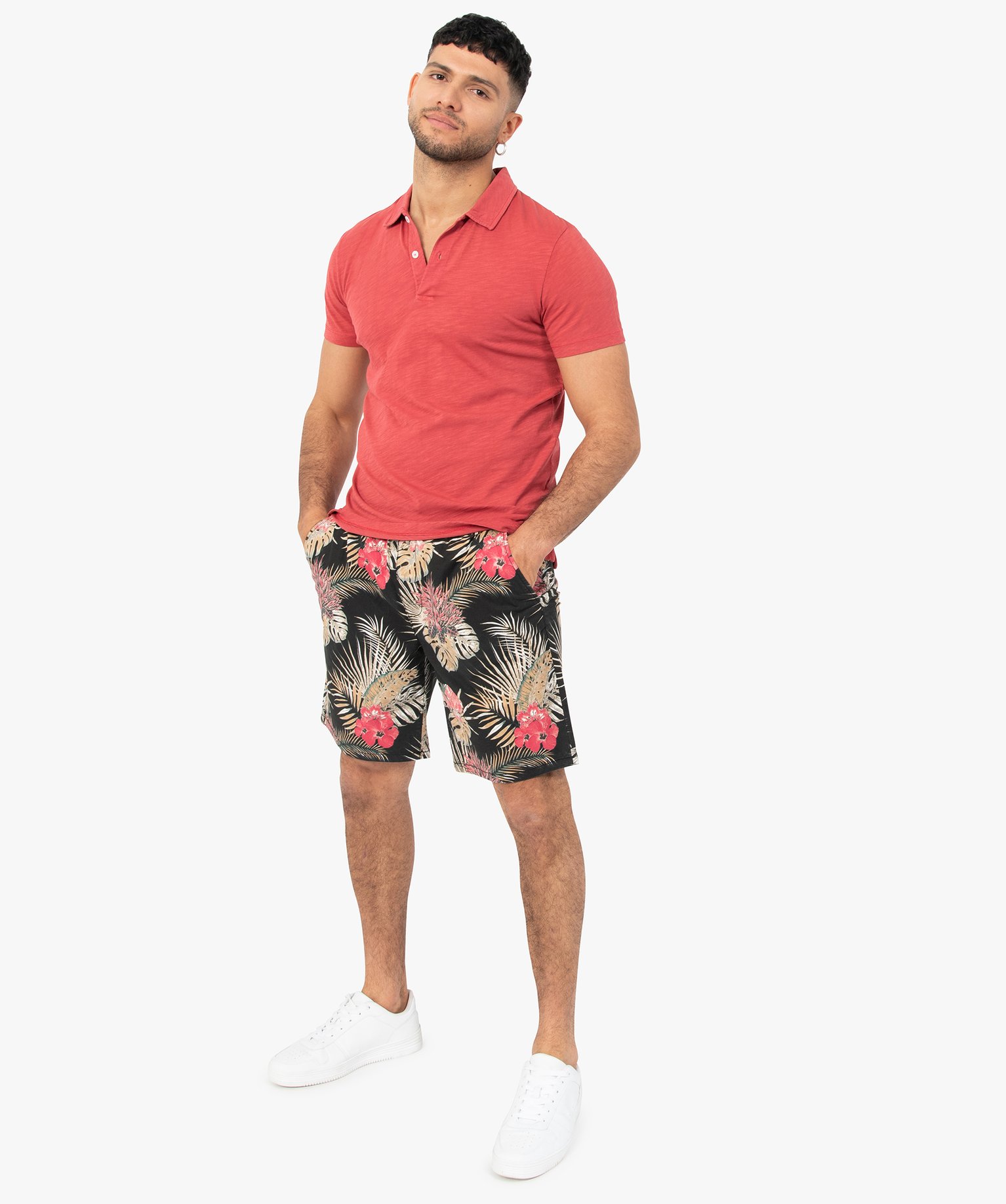 Bermuda homme à motifs fleuris gris | GEMO