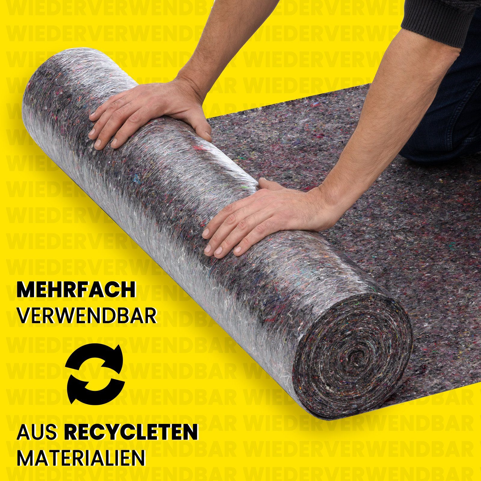 KK Verpackungen Bodenschutzvlies, Malervlies Abdeckvlies Grau 1 m x 5 m PE-Folie 180 g/m²