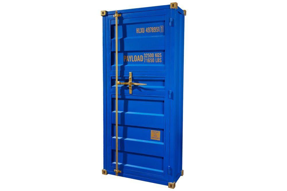 riess-ambiente Barschrank GLOBETROTTER 180cm blau / gold (Einzelartikel, 1-St) Wohnzimmer · Metall · für Alkohol · Küche · Container · Industrial