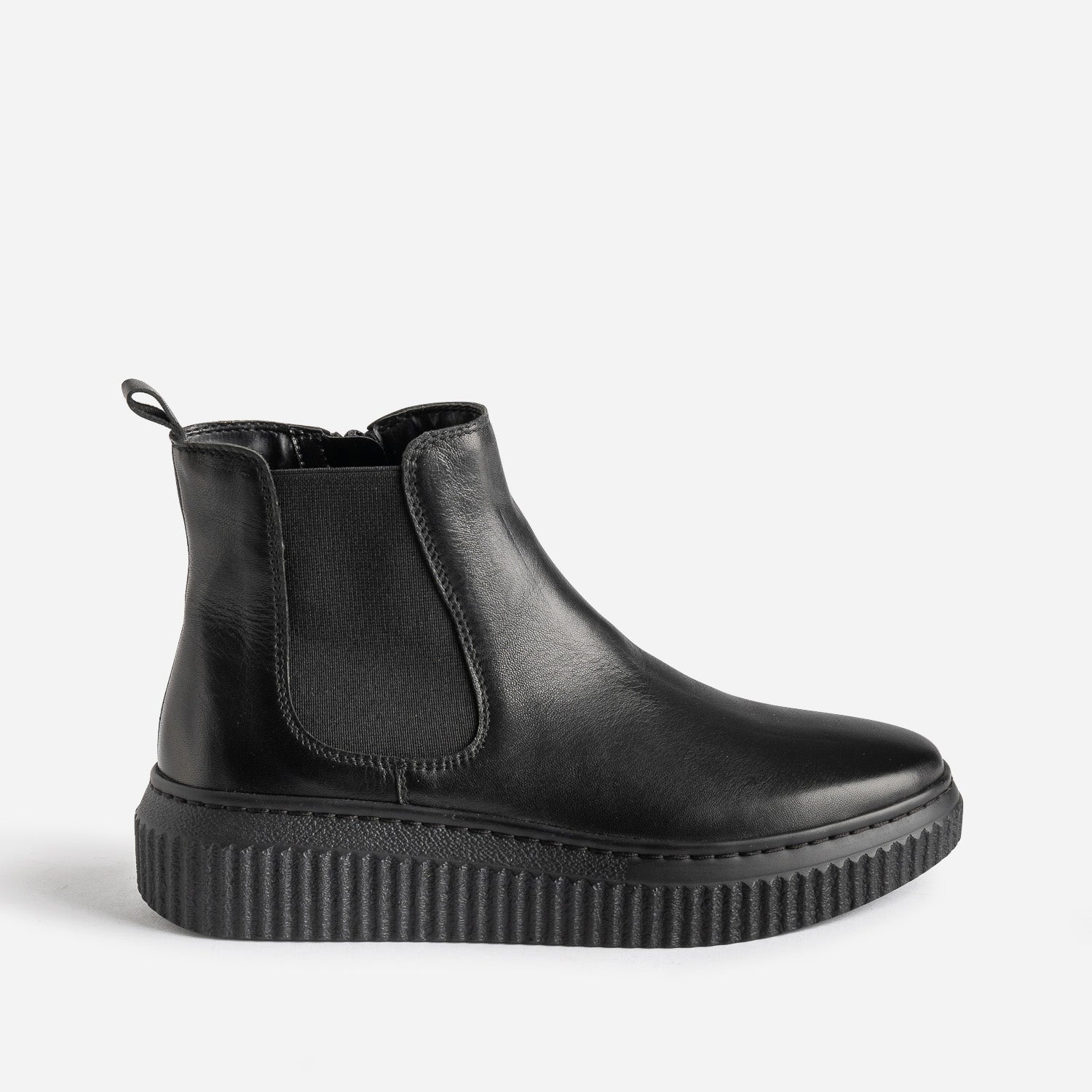 Boots noir en cuir à plateforme