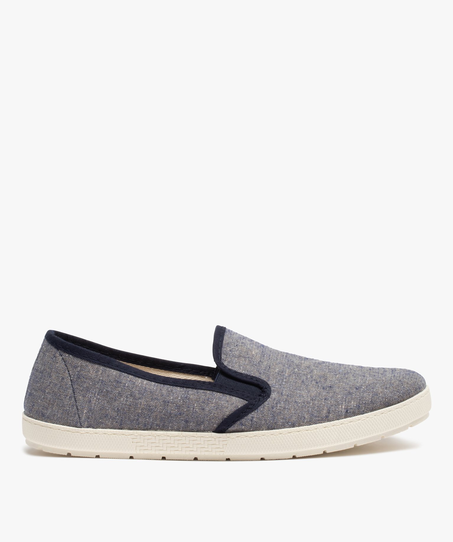 Pantoufles homme en toile chinée et semelle contrastante bleu | GEMO