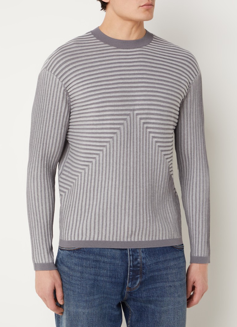 Pull Emporio Armani en mélange de lin à maille fine et structure côtelée