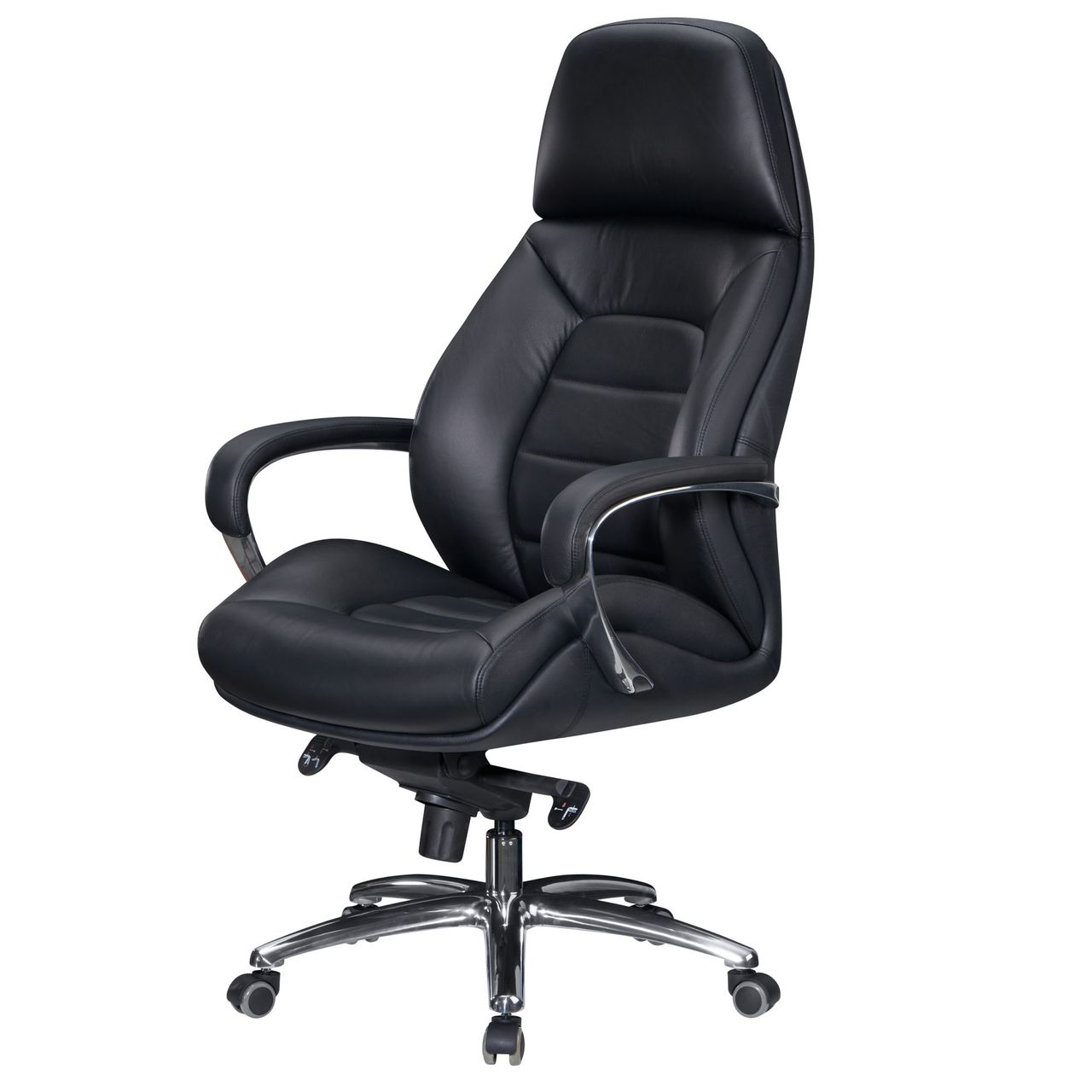 Amstyle Bürostuhl Echtleder Schwarz 120 kg