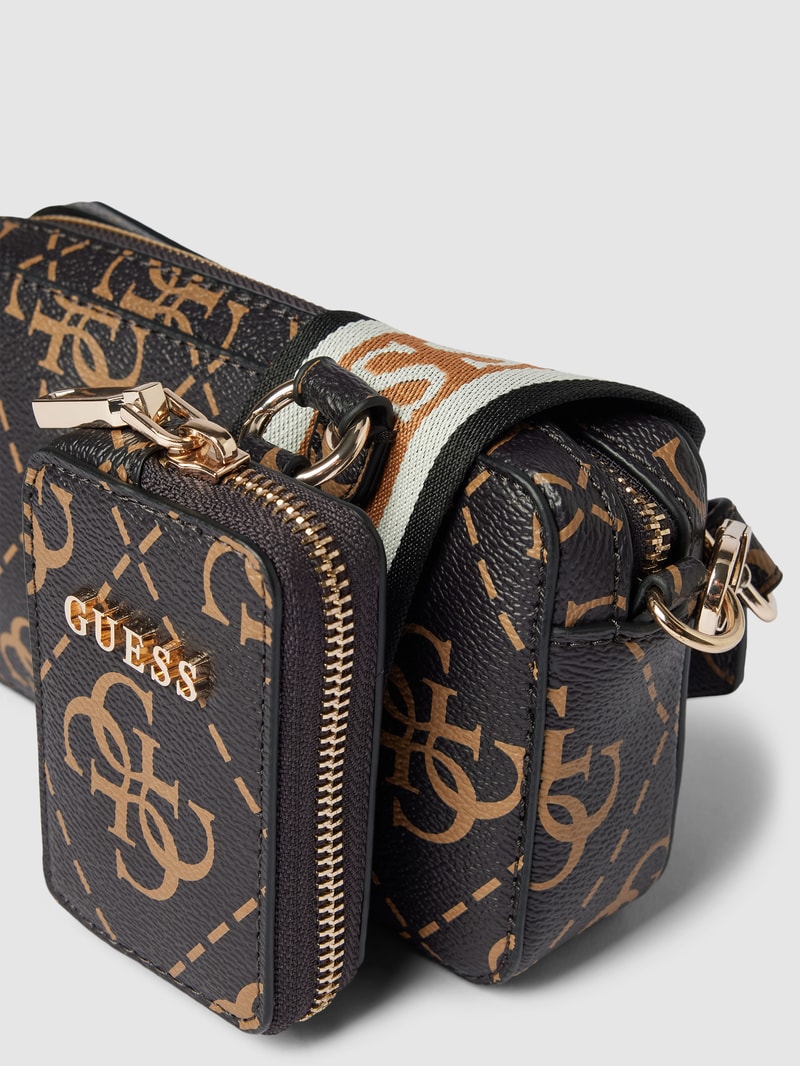 Camera Bag mit Allover-Logo Modell 'REA' in haselnuss braun