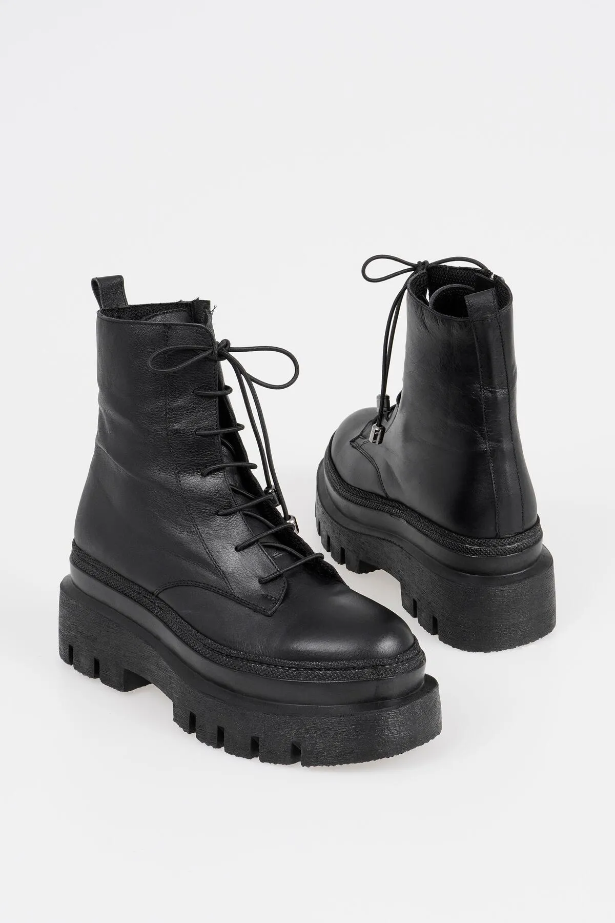 CZ London  Damen-Winterstiefel zum Schnüren aus Leder mit dicker Sohle