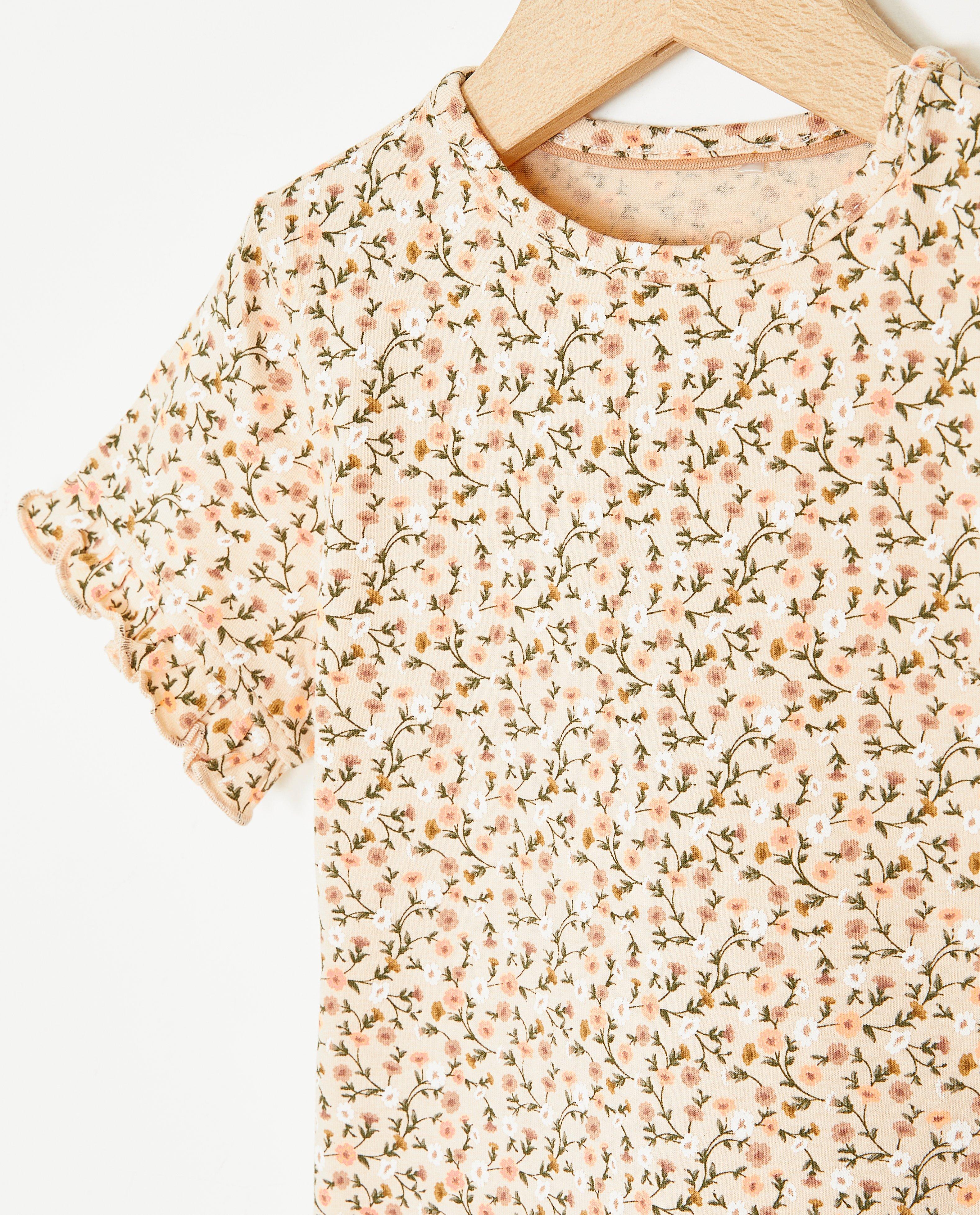 Tricou Cuddles and Smiles cu imprimeu floral bej
