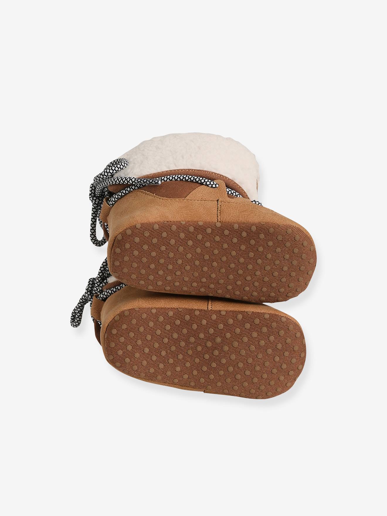 Chaussons de parc bottillons fourrés bébé marron