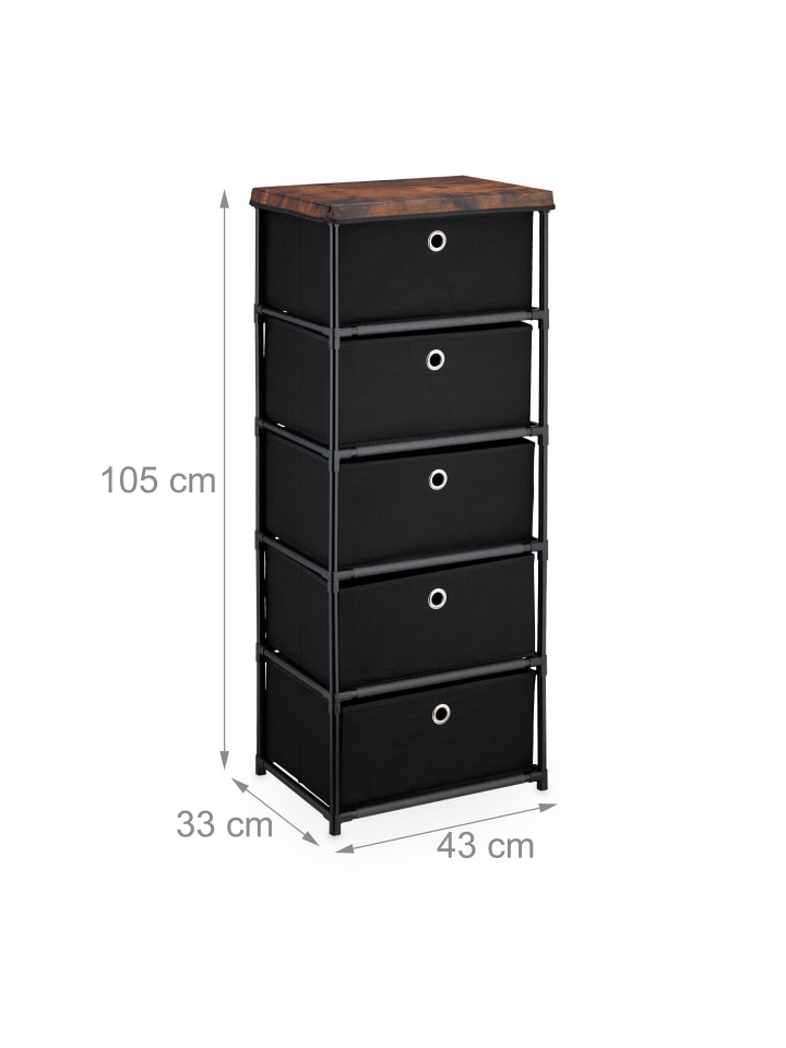 relaxdays Kommode in Schwarz/ Braun - (B)43 X (H)105 x (T)33 cm günstig kaufen onesize
