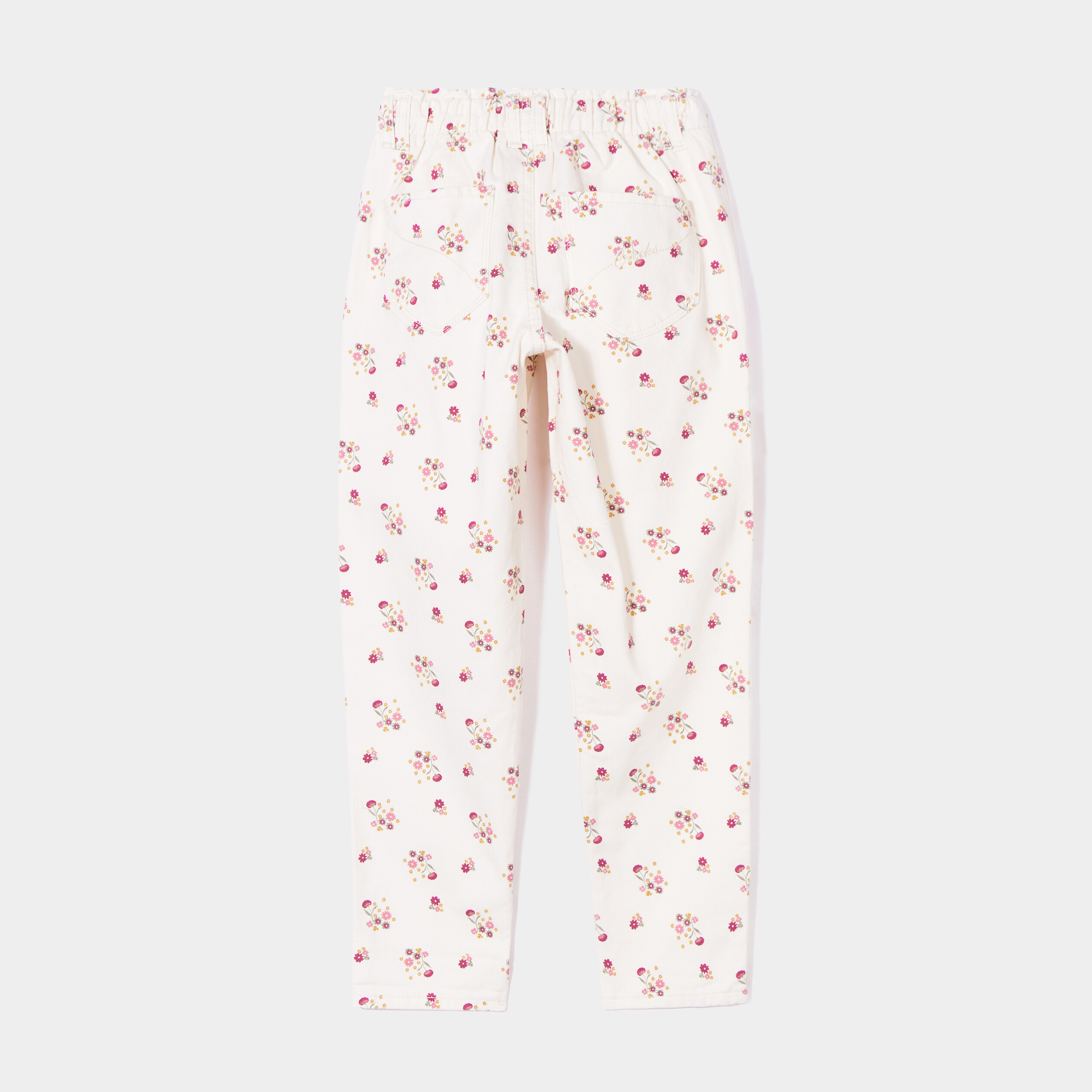 Pantalon slouchy taille élastiquée coton beige fille | La Halle