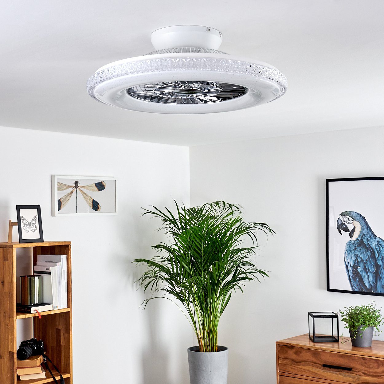 hofstein Deckenventilator Vaprio LED Deckenventilator in Weiß/Chorm