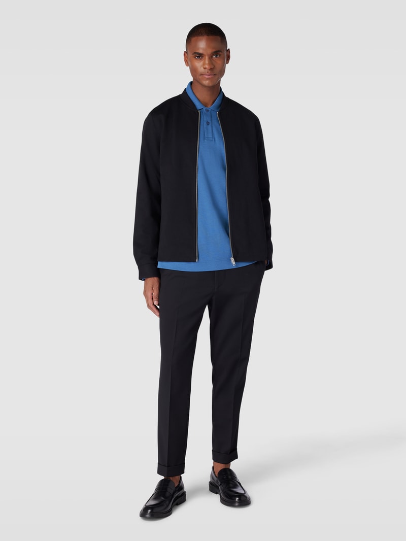 Poloshirt mit langen Ärmeln in metallic blau