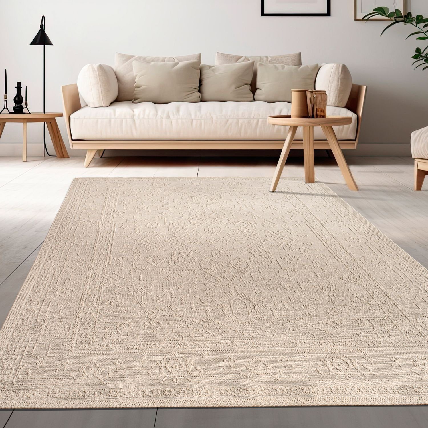 Outdoorteppich Wetterfest Balkon Terrasse Wohnzimmer Küche Orientalisch, TT Home, eckig, Höhe: 4 mm