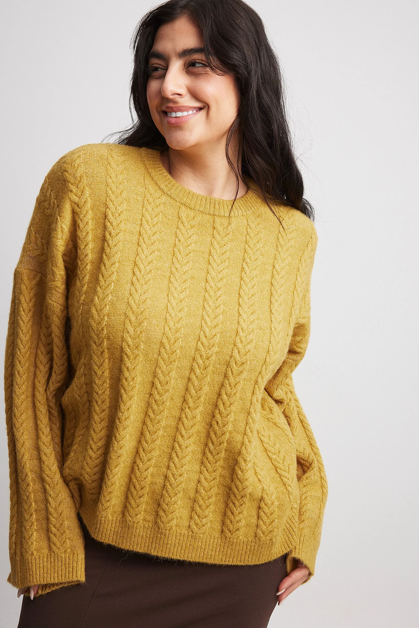 Oversize-Strickpullover mit Zopfmuster