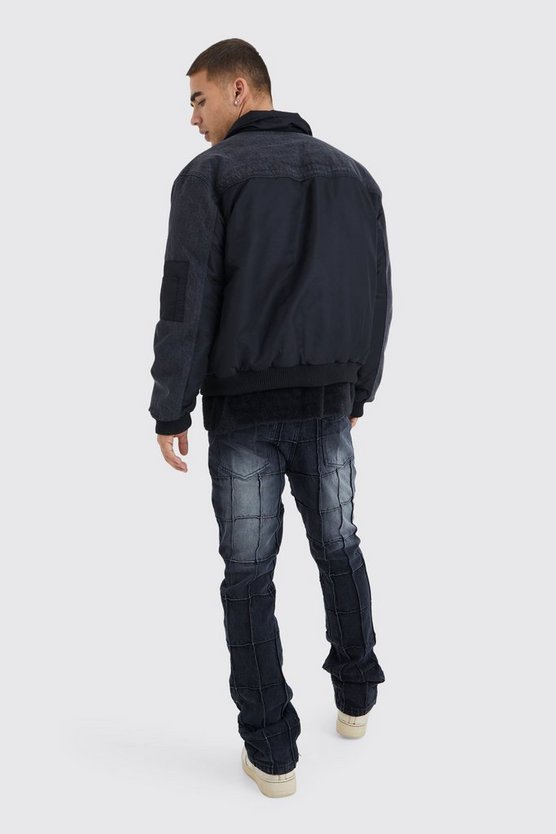 Kastige Jeans- und Nylonjacke