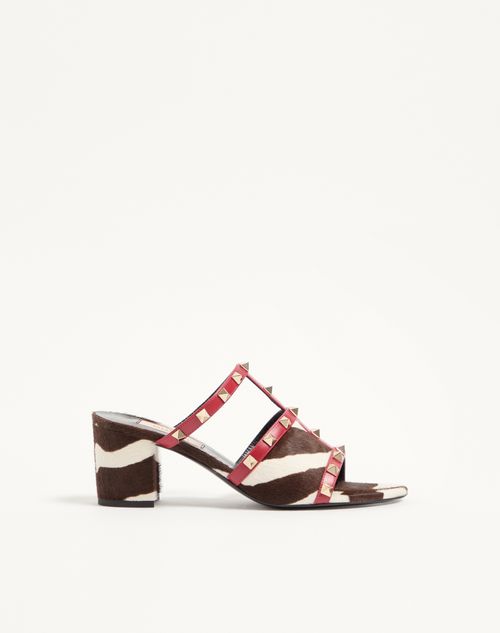 Rockstud Slidesandaler i 60 mm kalveskind med hesteskindseffekt