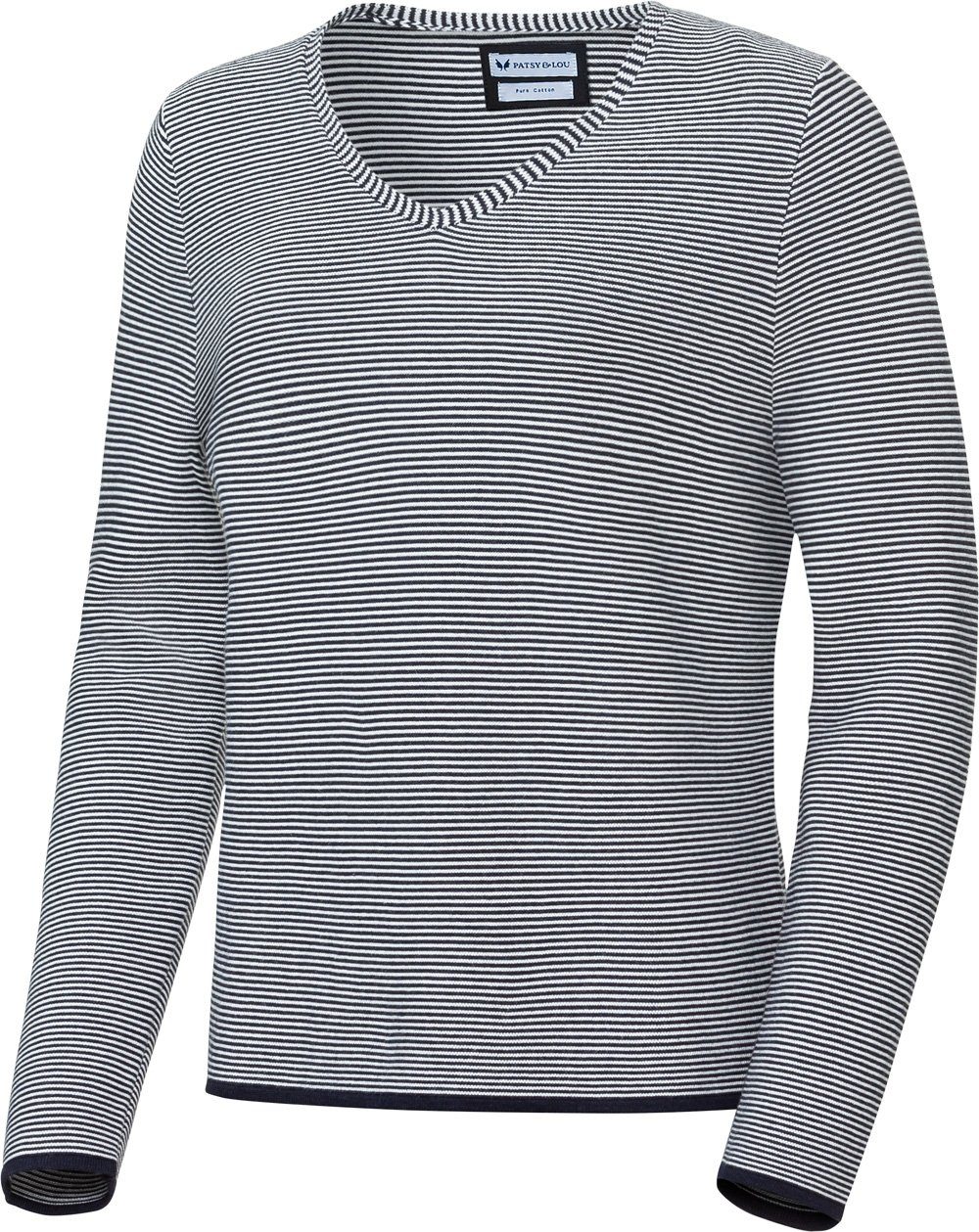 Patsy & Lou V-Ausschnitt-Pullover hochwertiges Strick-Gewebe aus reiner Baumwolle