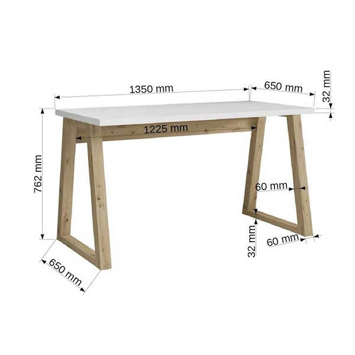 Schreibtisch Bürotisch Iwo 135x65x75cm