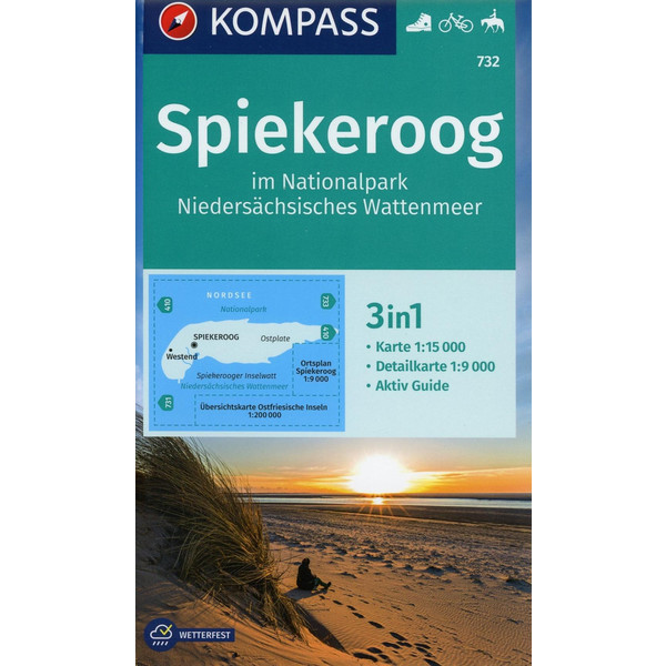 KOMPASS Wanderkarte Spiekeroog im Nationalpark NIedersächsisches Wattenmeer 1:15 000 - Wanderkarte