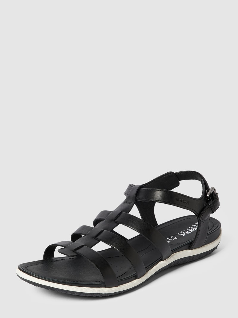 Sandalen mit Dornschließe in metallic in schwarz