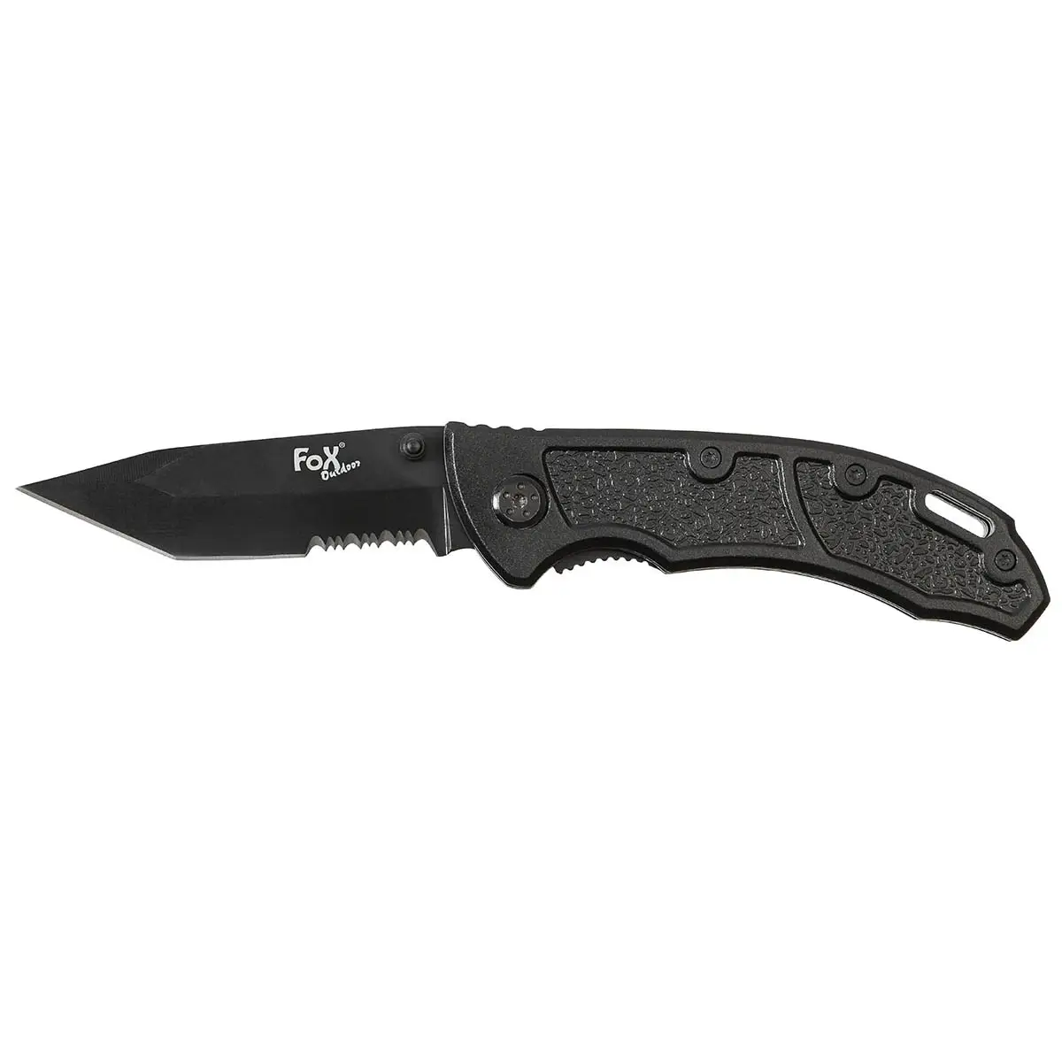 Einhand Klappmesser mit Wellenschliff schwarz