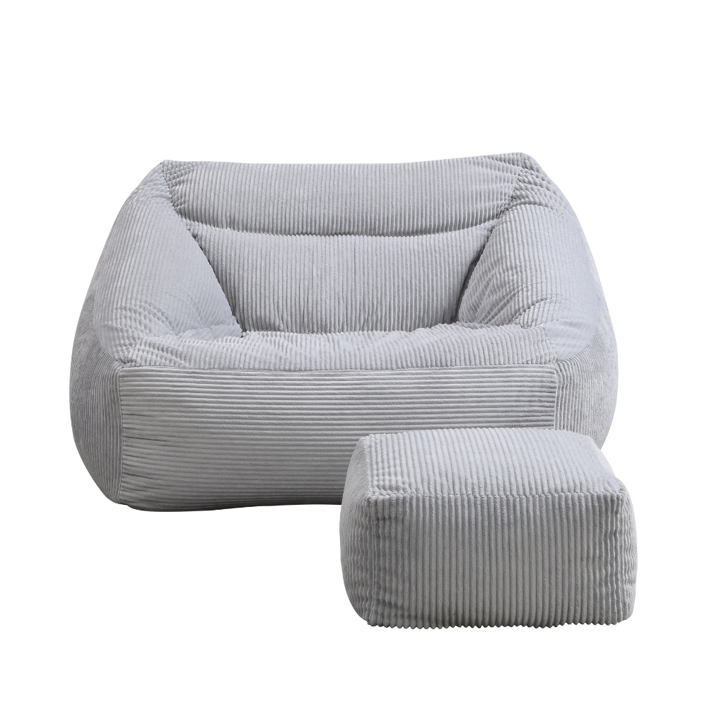 Home Deluxe Sitzsack mit Hocker COZY – Hellgrau